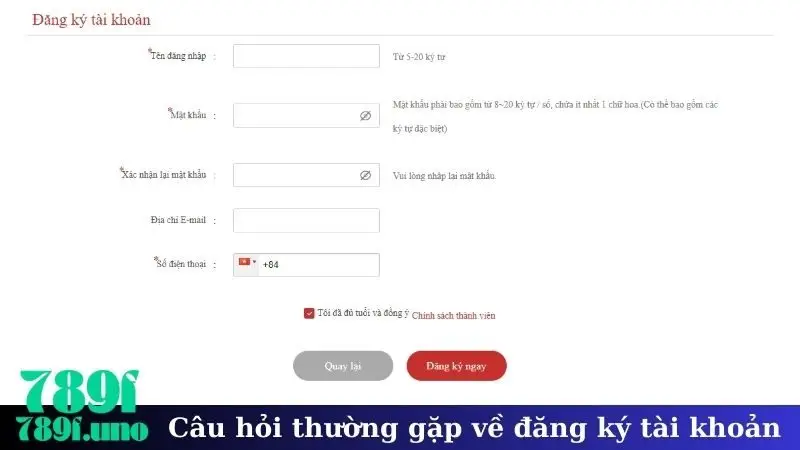 Câu hỏi thường gặp về đăng ký tài khoản
