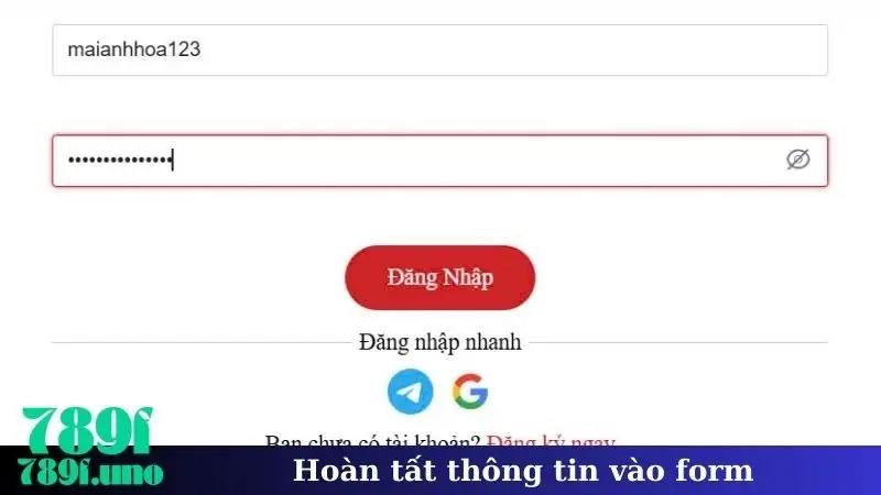 Hoàn tất thông tin theo form
